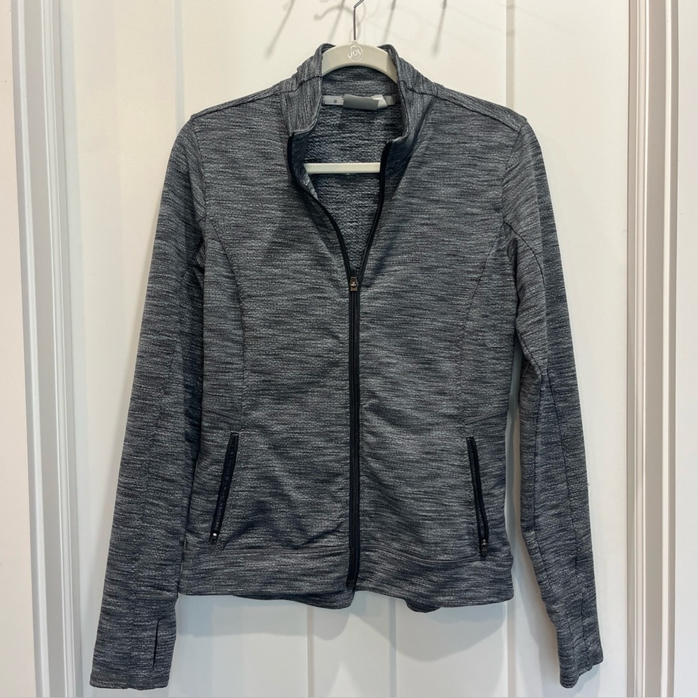 Athleta Women's Heather Gray Polyester Stretch Athletic Thumb Hole Jacket Size S